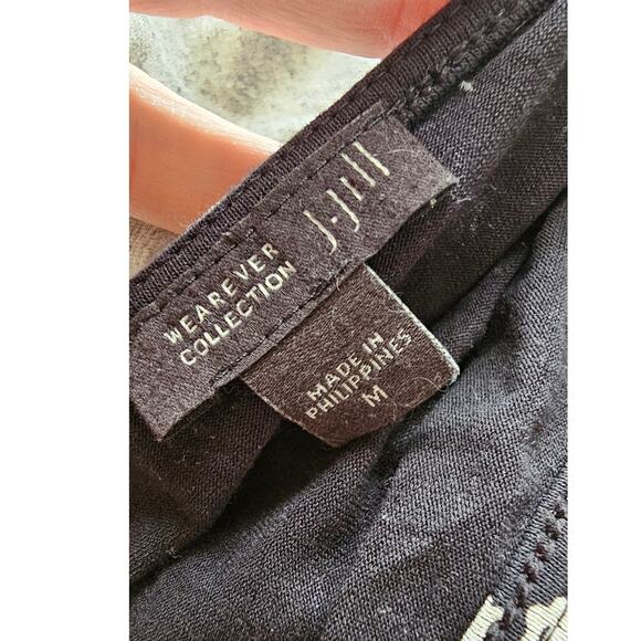 J. Jill 3/4 Sleeve Stretch Floral Jersey‎ Knit Pullover Top Women Size M Black - Picture 6 of 7